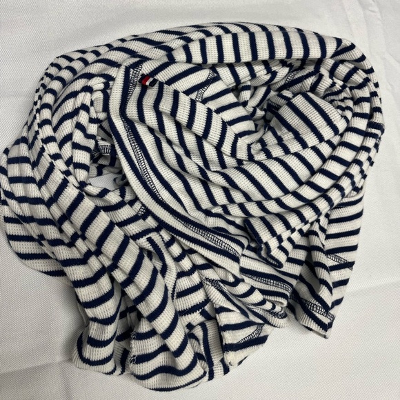 Tommy Hilfiger Nautical Slub Knit Thermal Open Wrap Cardigan Navy/White Stripes - Picture 9 of 9